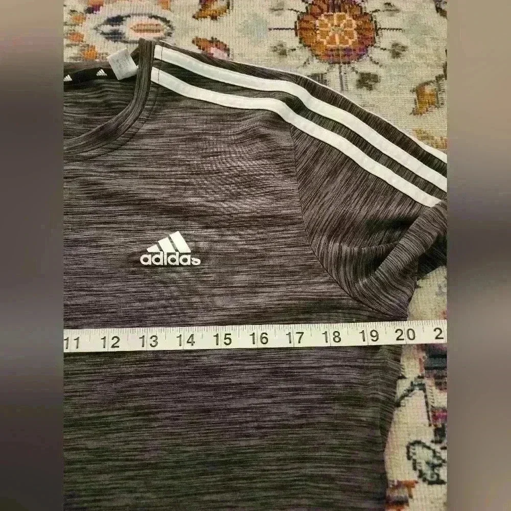 Adidas Primegreen Aeroready Shirt Heather Gray 3 Stripe Athletic Tee Size Small